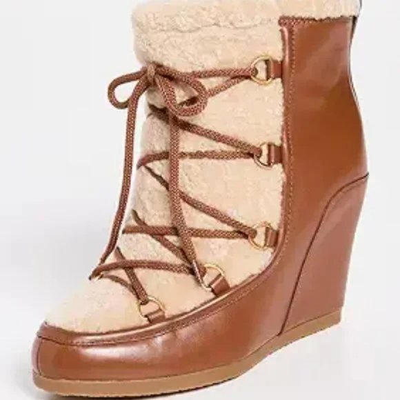 LAST PAIR! new VERONICA BEARD Leather Elfred Wedge Boots Hazel 9J6 - Picture 9 of 9